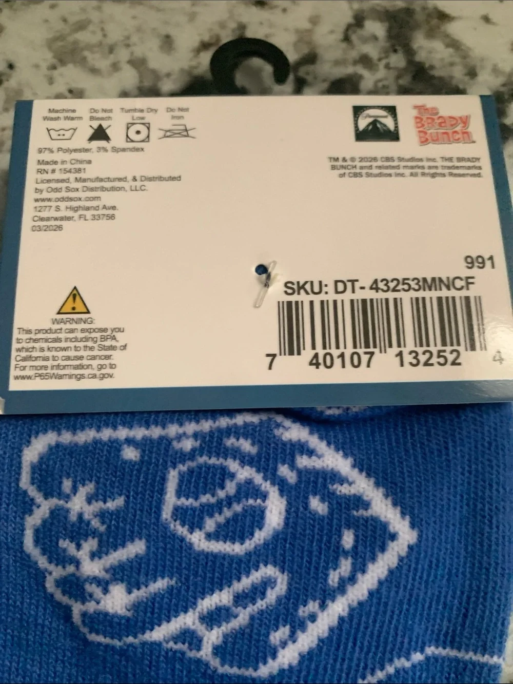 🆕- The Brady Bunch Blue Crew Socks with Retro Logo